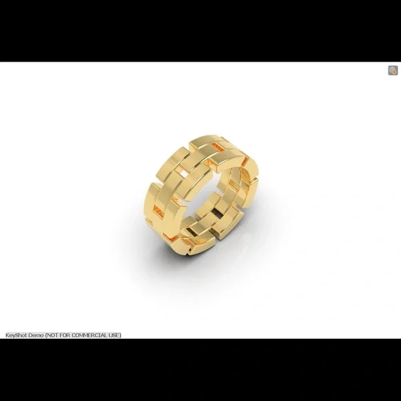 Men's Solid Silver Block Eternity Ring Eng Band Stackable - Picture 3 of 5